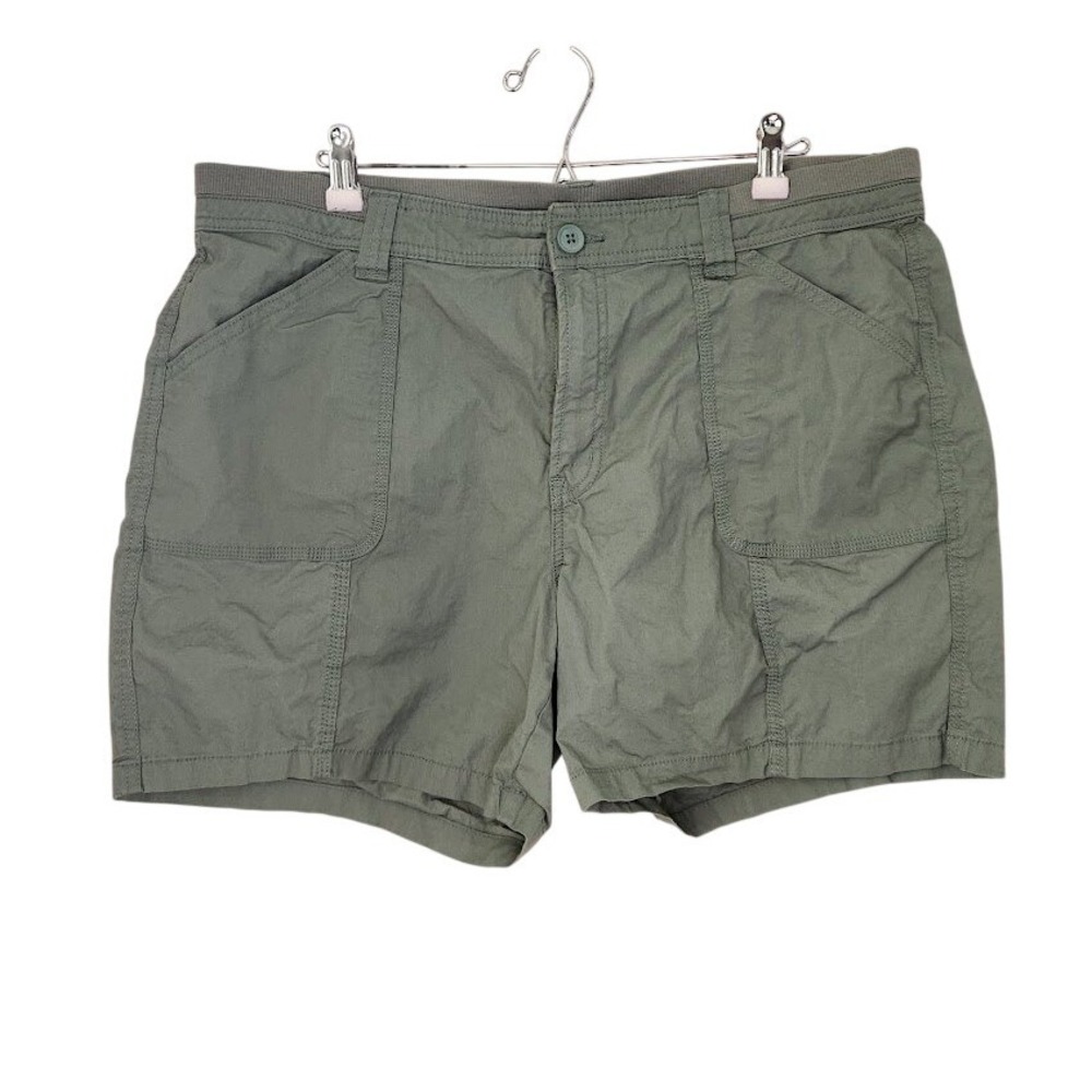 St Johns Bay Women's Sage Green Utility Shorts Cotton Stretch Size 16 Olive 265